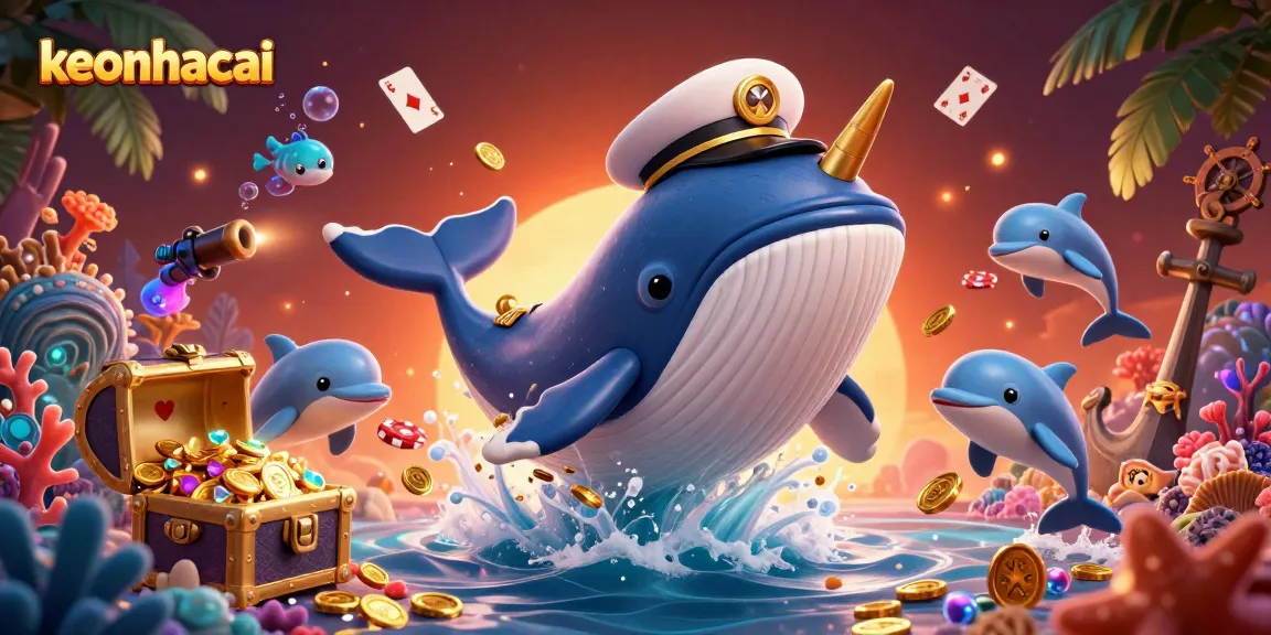 Engage with keonhacai's vibrant underwater casino world featuring playful sea creatures and sparkling treasures.