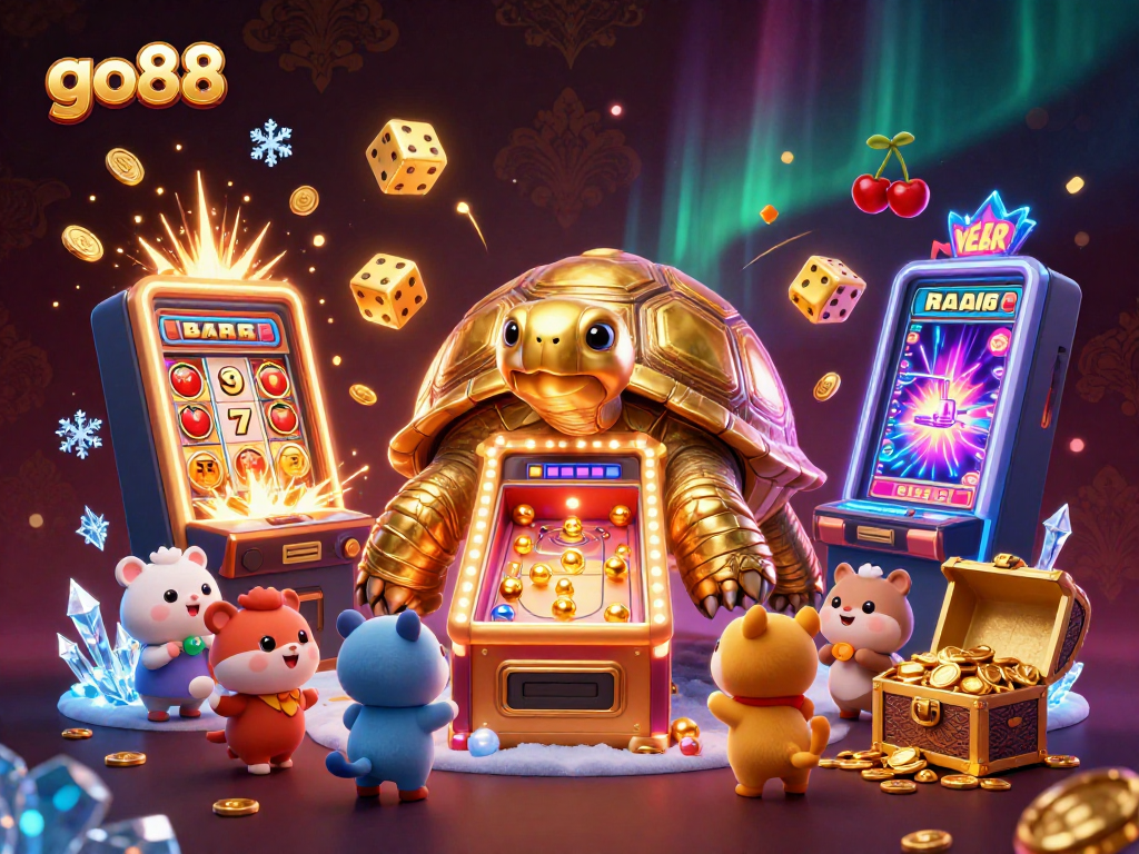 Experience the thrill at go88 with an exciting casino illustration showcasing dynamic game elements and vibrant characters.