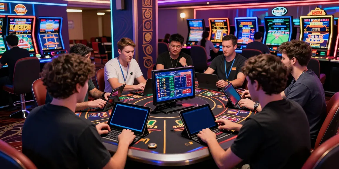 Exciting tx88 online betting scene with players at a modern casino table interacting with live sports and casino games.