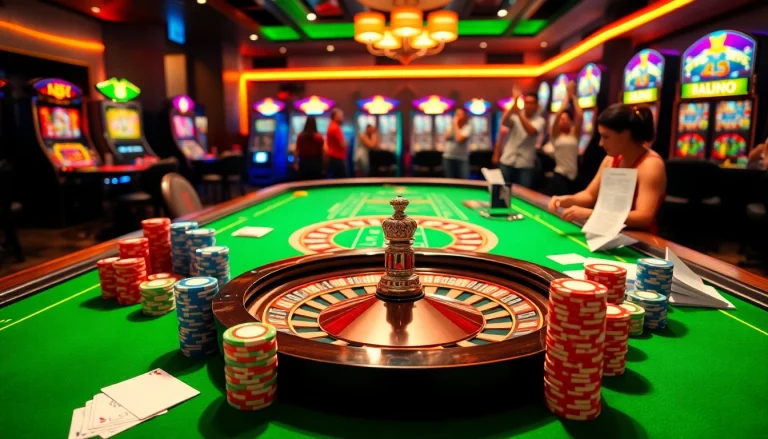 BET88 casino tables with poker chips and cards set for an exciting game.