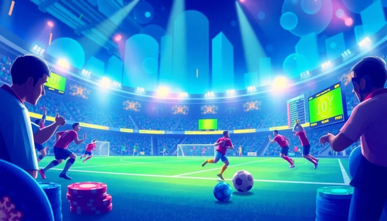 Exciting sports betting scene featuring https://ii69vn.com/ with vibrant colors and dynamic elements.
