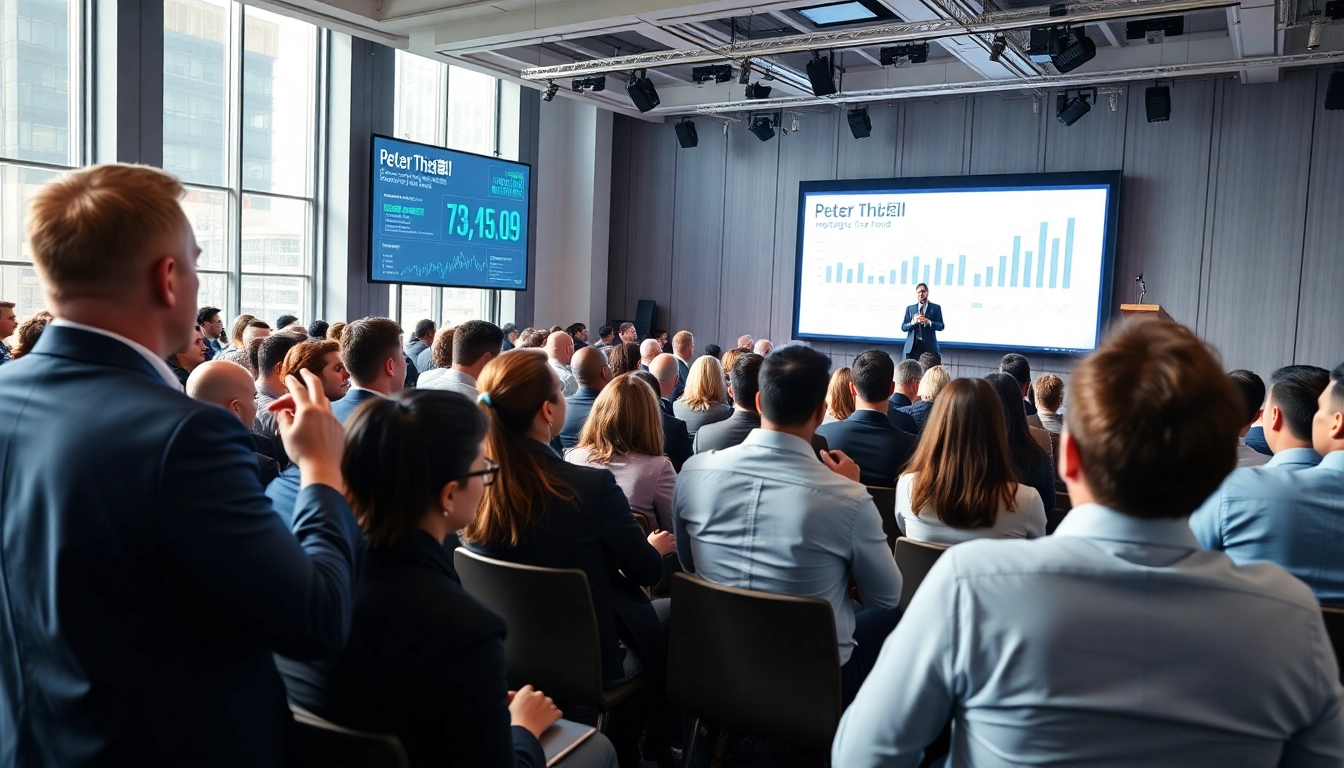 Explore an engaging moment at a Peter Thiel hedge fund investment conference showcasing industry insights.