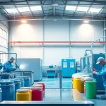 Professional powder coating malaysia scene depicting skilled workers and vibrant coatings.