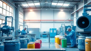 Professional powder coating malaysia scene depicting skilled workers and vibrant coatings.