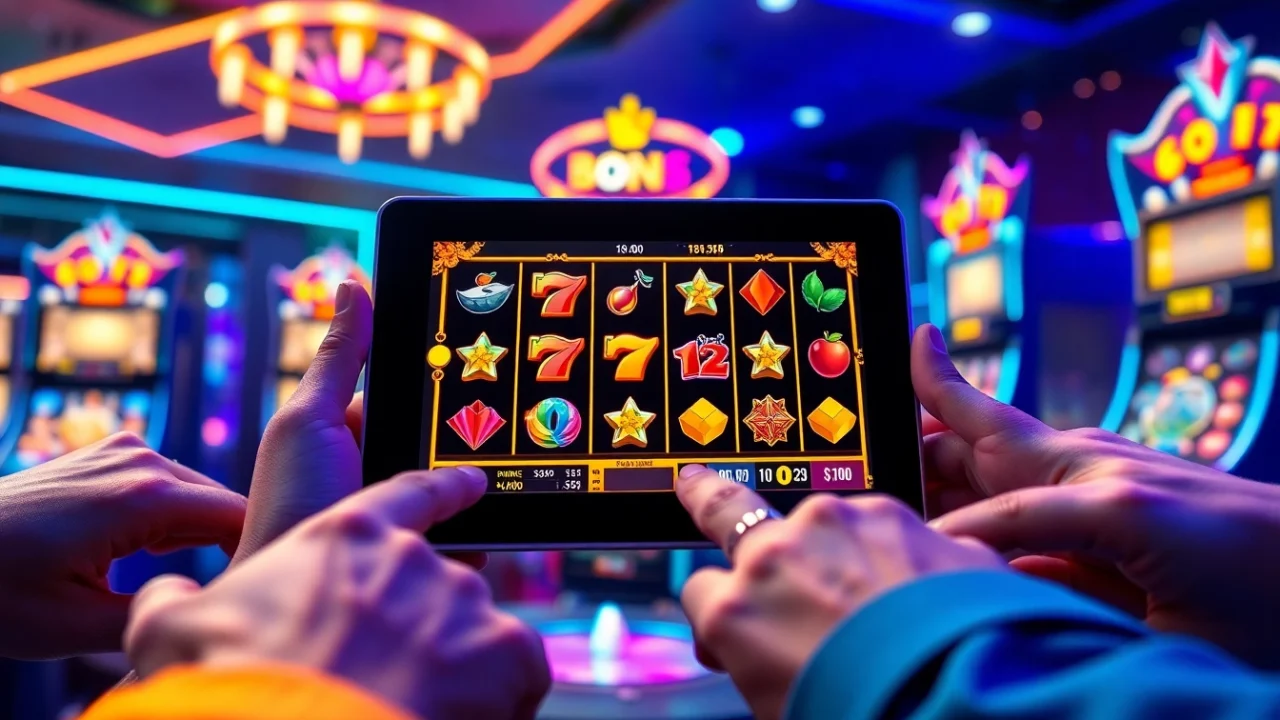 Exciting interactive gaming atmosphere showcasing hoki138 pro with vibrant slot graphics.