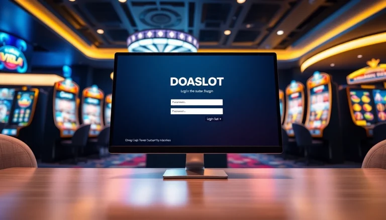 DOASLOT login interface showcasing a user-friendly design with vibrant casino elements.