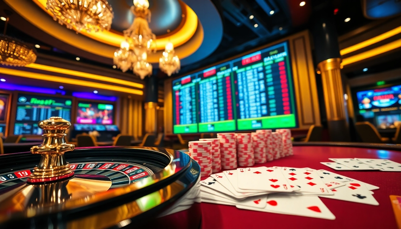 Experience the excitement of nhà cái F168 with vibrant casino visuals, roulette wheels, and poker chips.