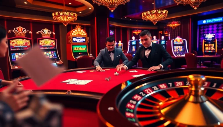 Experience thrilling gameplay at 888b online with luxurious casino tables and vibrant slot machines.