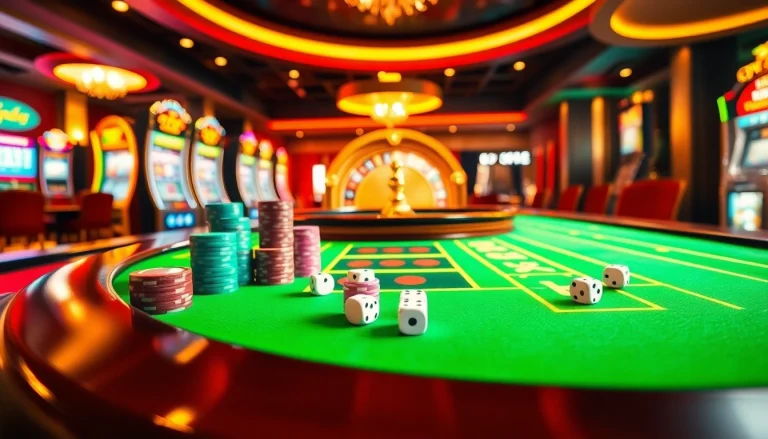 Experience the thrilling world of gambling at rr88c.mobi with vibrant casino elements including roulette wheels and poker chips.