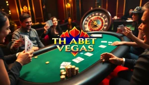 Engage in thrilling games at https://thabet.vegas/ with vibrant roulette and blackjack tables, capturing the essence of modern gambling.