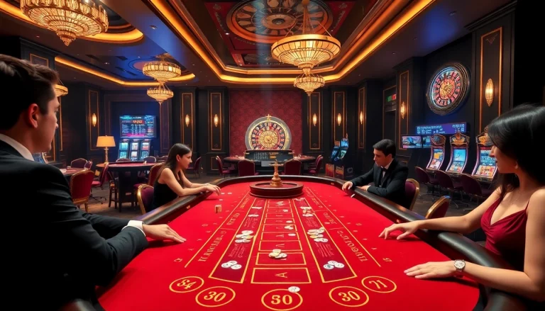 Engage in high-stakes Baccarat at https://f168.studio/ surrounded by luxury gaming tables and eager players.