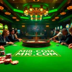 Players engage at the MK8.COM poker table, immersed in an exciting casino experience.