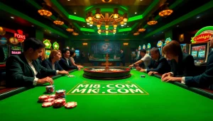 Players engage at the MK8.COM poker table, immersed in an exciting casino experience.