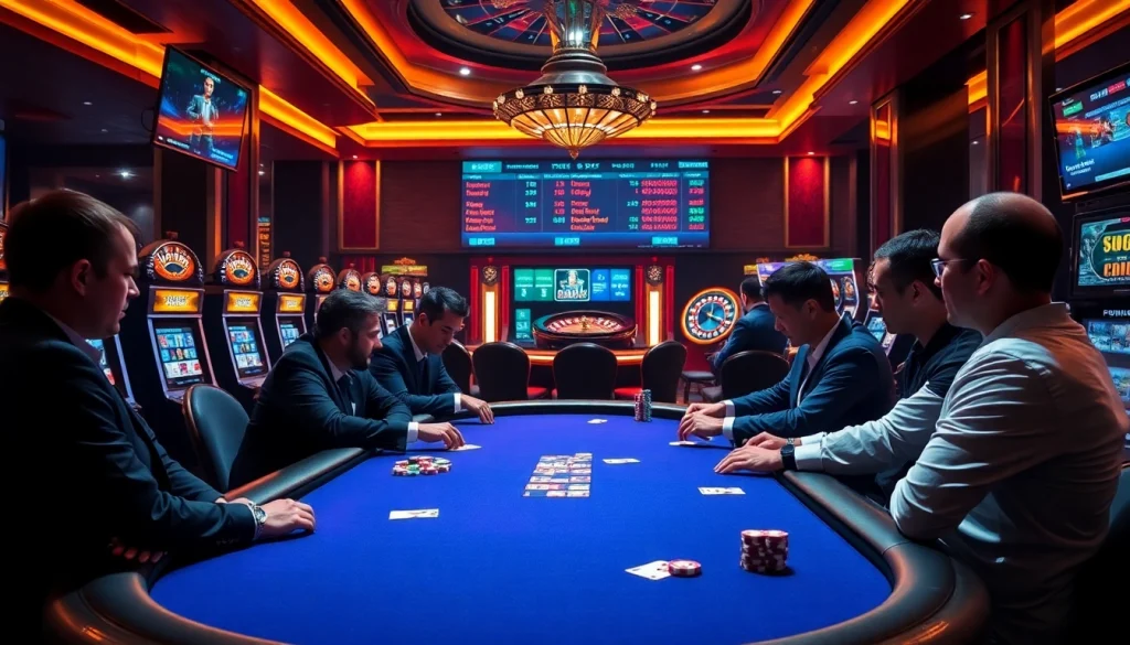 Experience the thrill of fun798 at a luxurious casino poker table with vibrant chips and cards.