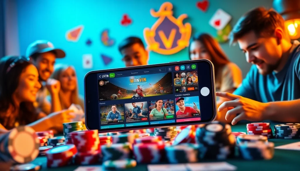 Engaging online betting experience at winvn88.live with smartphone and gaming elements.