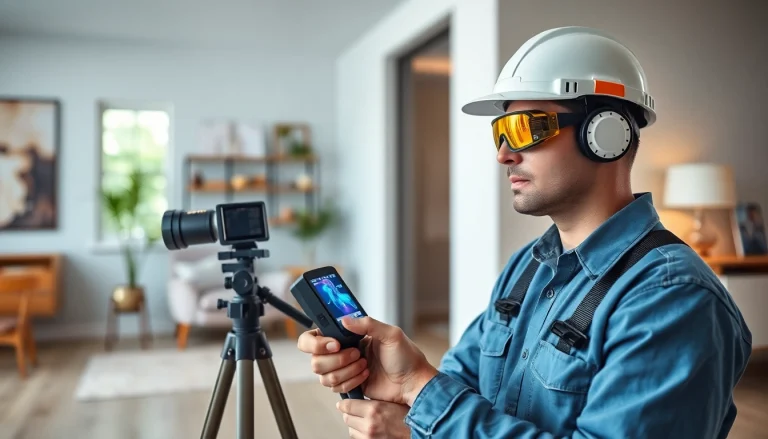Technician performing a power flush leak detection service in a home setting, using advanced equipment.