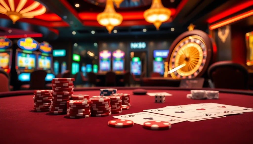 Experience the thrill of nk88 with vibrant poker chips and a captivating casino atmosphere.