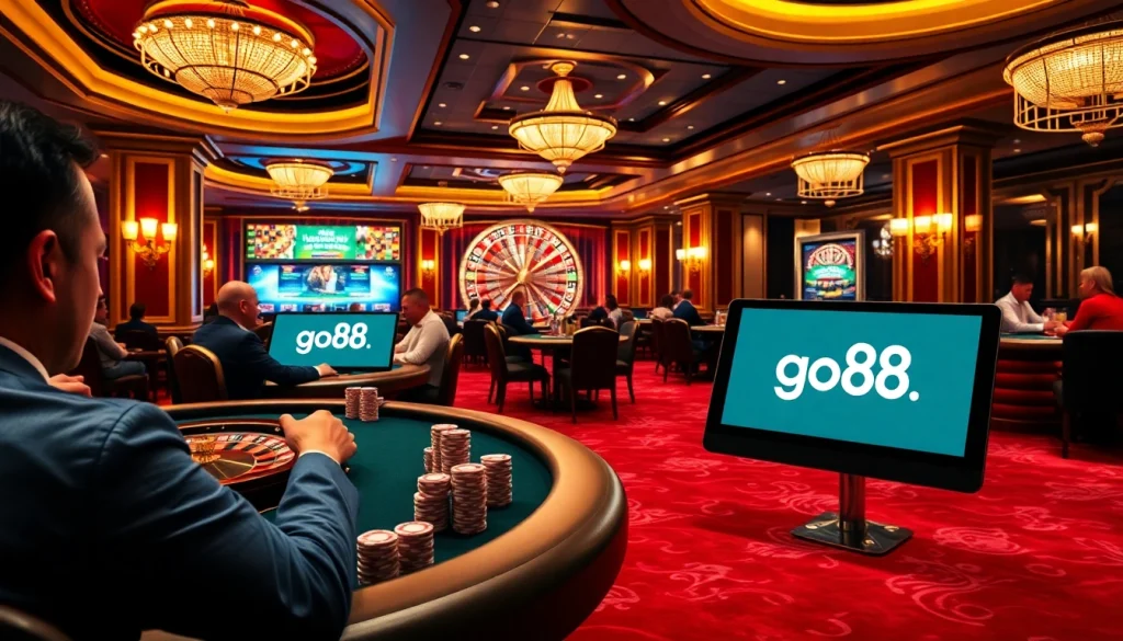 Engage in thrilling gameplay at go88.audio's luxurious casino scene.
