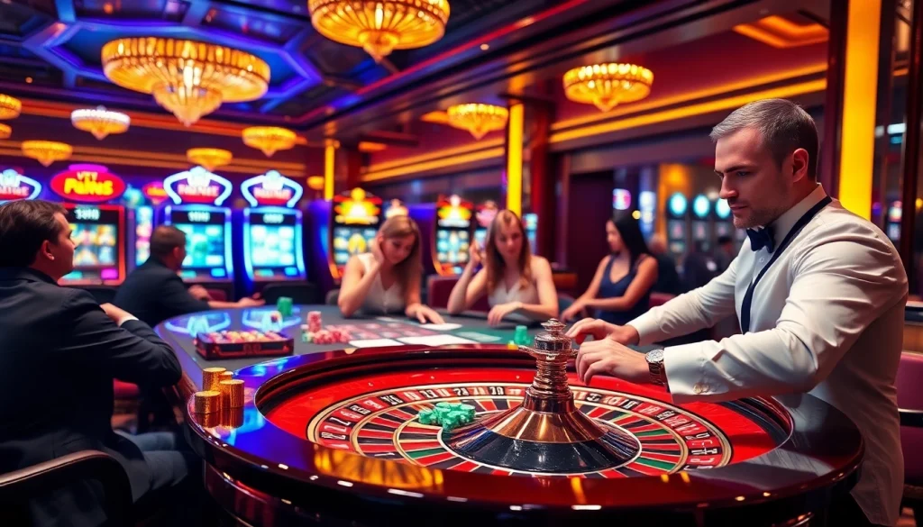 Engaged players enjoying a roulette game at VT 88 casino, surrounded by excitement.