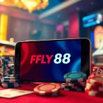 Play games on the FLY88 App amidst the excitement of casino elements like cards and roulette.