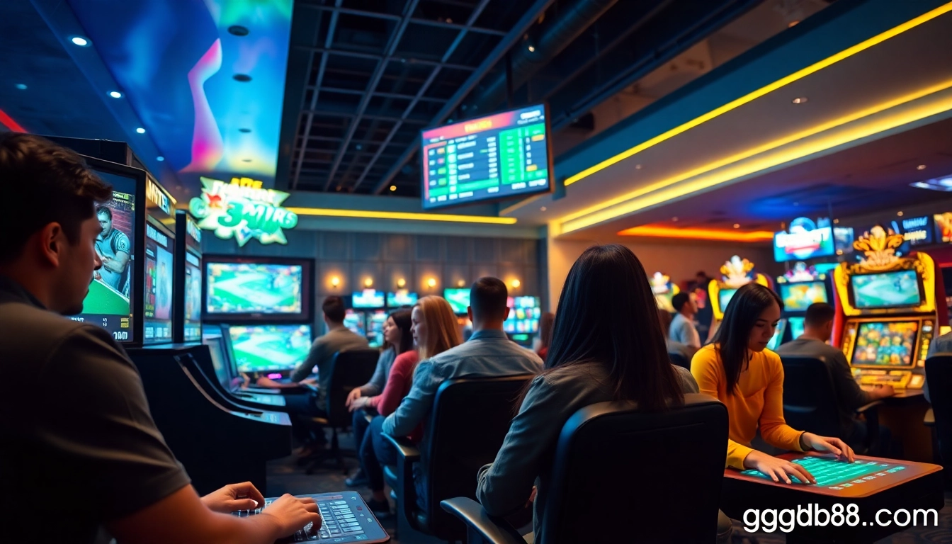 Dynamic online betting scene at gg88.com with players engaged in sports and casino games.