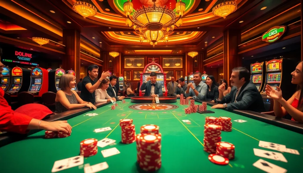 KJC.ac showcases vibrant casino excitement with poker players at a luxurious table.