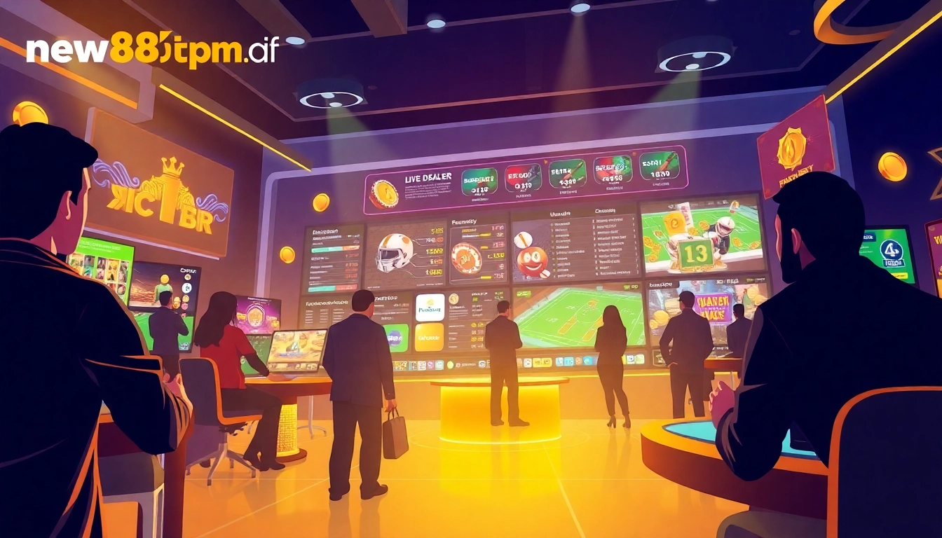 Dynamic online gaming atmosphere at new88pm.com featuring engaging betting interfaces and vibrant user interactions.
