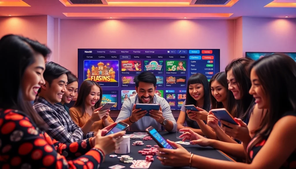 Engaging scene depicting players enjoying various games on New88go.com, highlighting excitement and trust in online gambling.