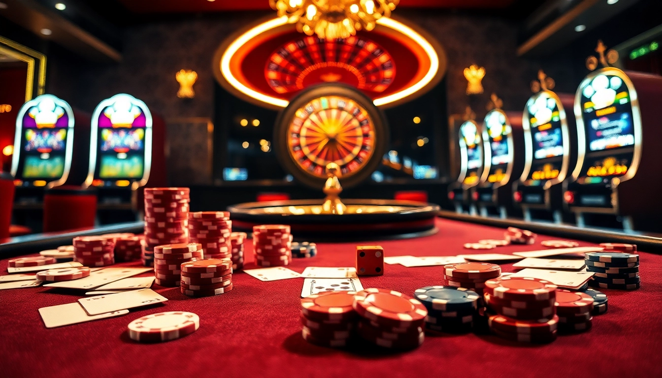 Experience the excitement of gambling at https://go88vn.blog with luxurious casino tables, poker chips, and roulette.