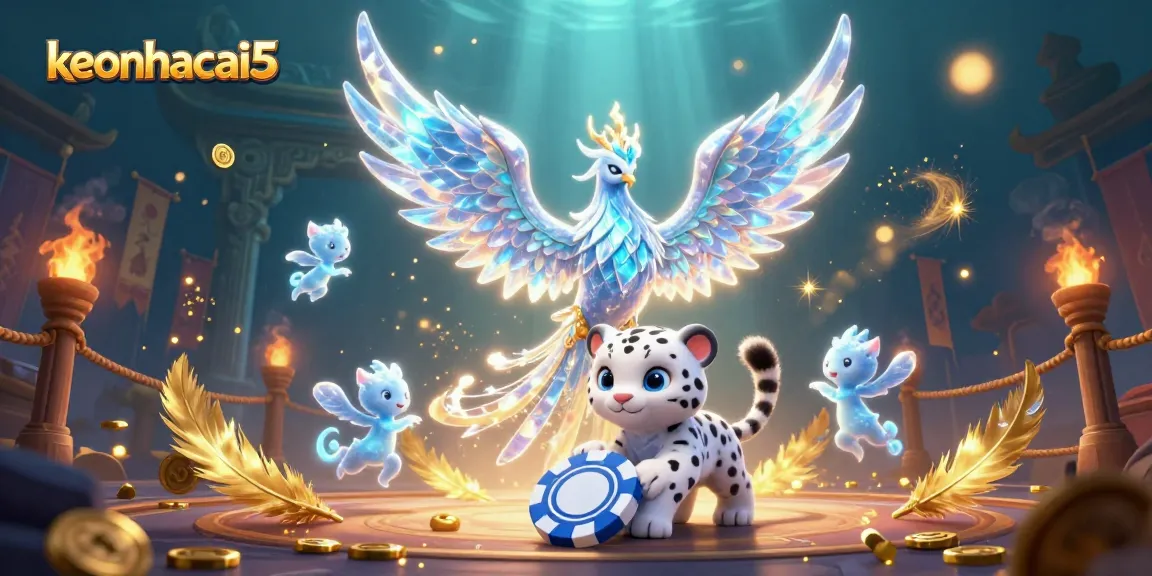 Engage in thrilling gameplay with keonhacai5 featuring a magical scene of ice entities and vibrant casino elements.