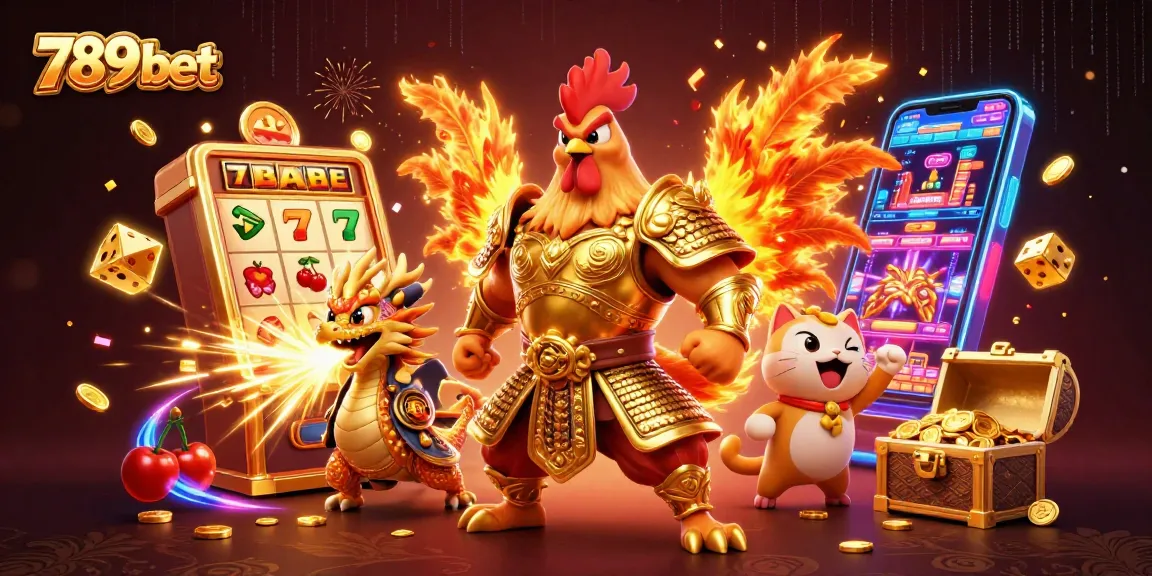 Spin the reels at 789 bet casino with a dynamic scene of thrilling jackpot action and colorful game elements.