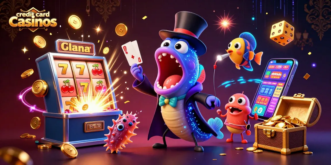 Engaging scene of credit card casinos featuring animated sea creatures showcasing casino activities.