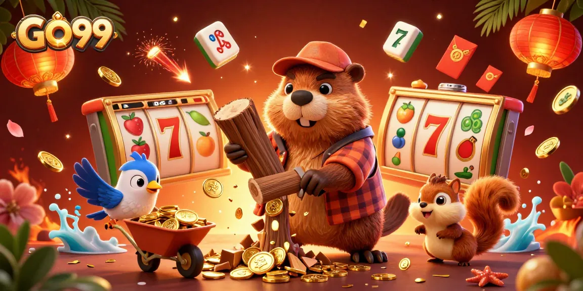 Experience the excitement of GO99 with dynamic casino elements featuring golden coins and festive decorations.
